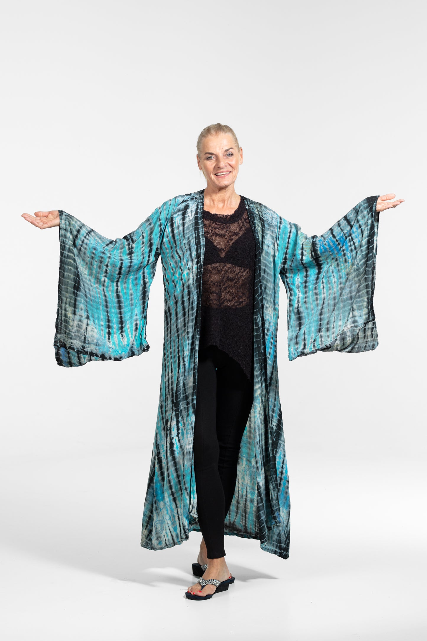 Gaia Kimono blau-türkis-schwarz