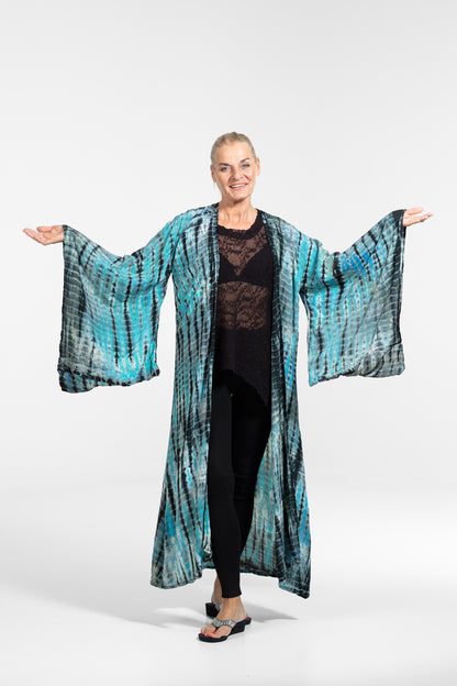 Gaia Kimono blau-türkis-schwarz