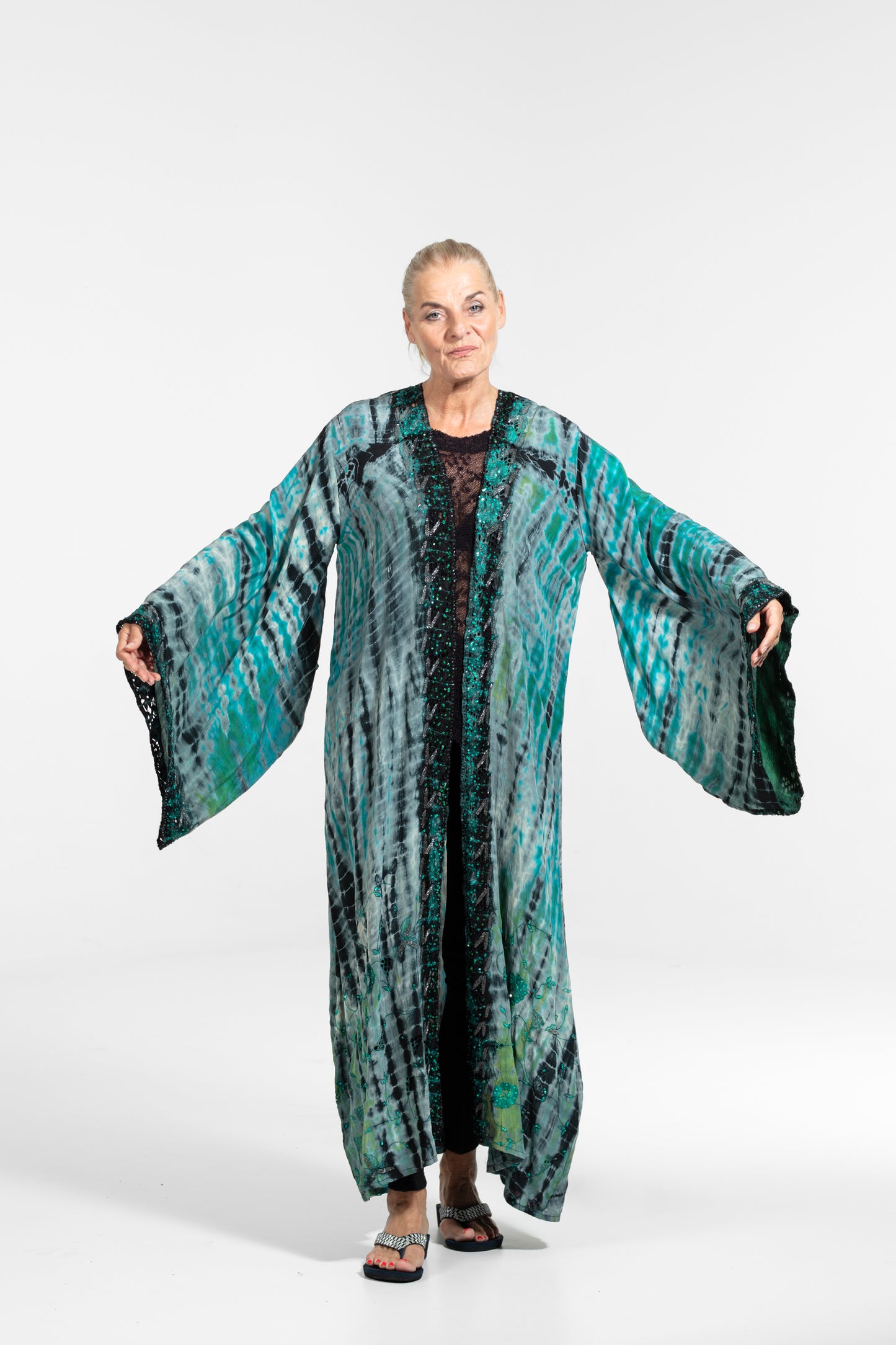 Gaia Kimono leuchtend blau-grau-schwarz