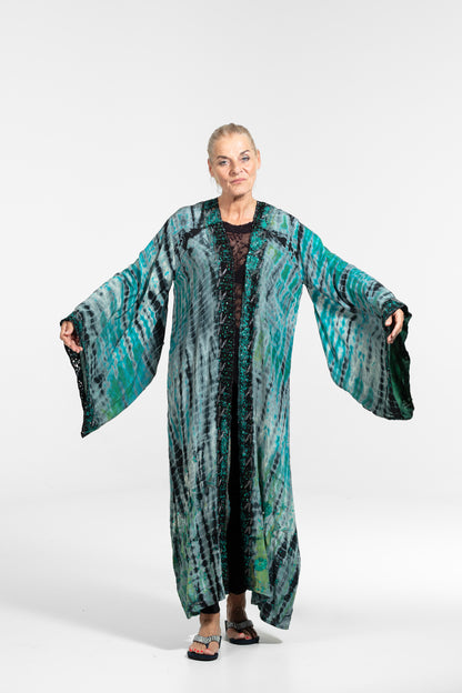 Gaia Kimono leuchtend blau-grau-schwarz