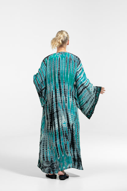 Gaia Kimono leuchtend blau-grau-schwarz