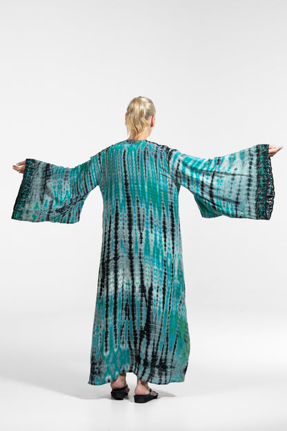 Gaia Kimono leuchtend blau-grau-schwarz