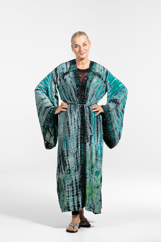 Gaia Kimono bright blue-grey-black