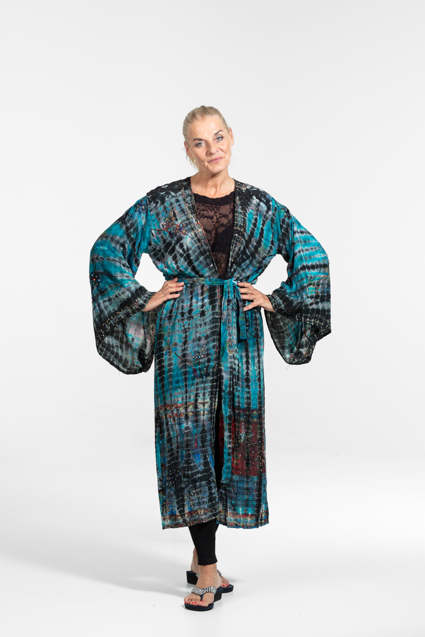 Gaia Kimono blau-bordeaux-schwarz