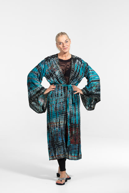 Gaia Kimono blau-bordeaux-schwarz