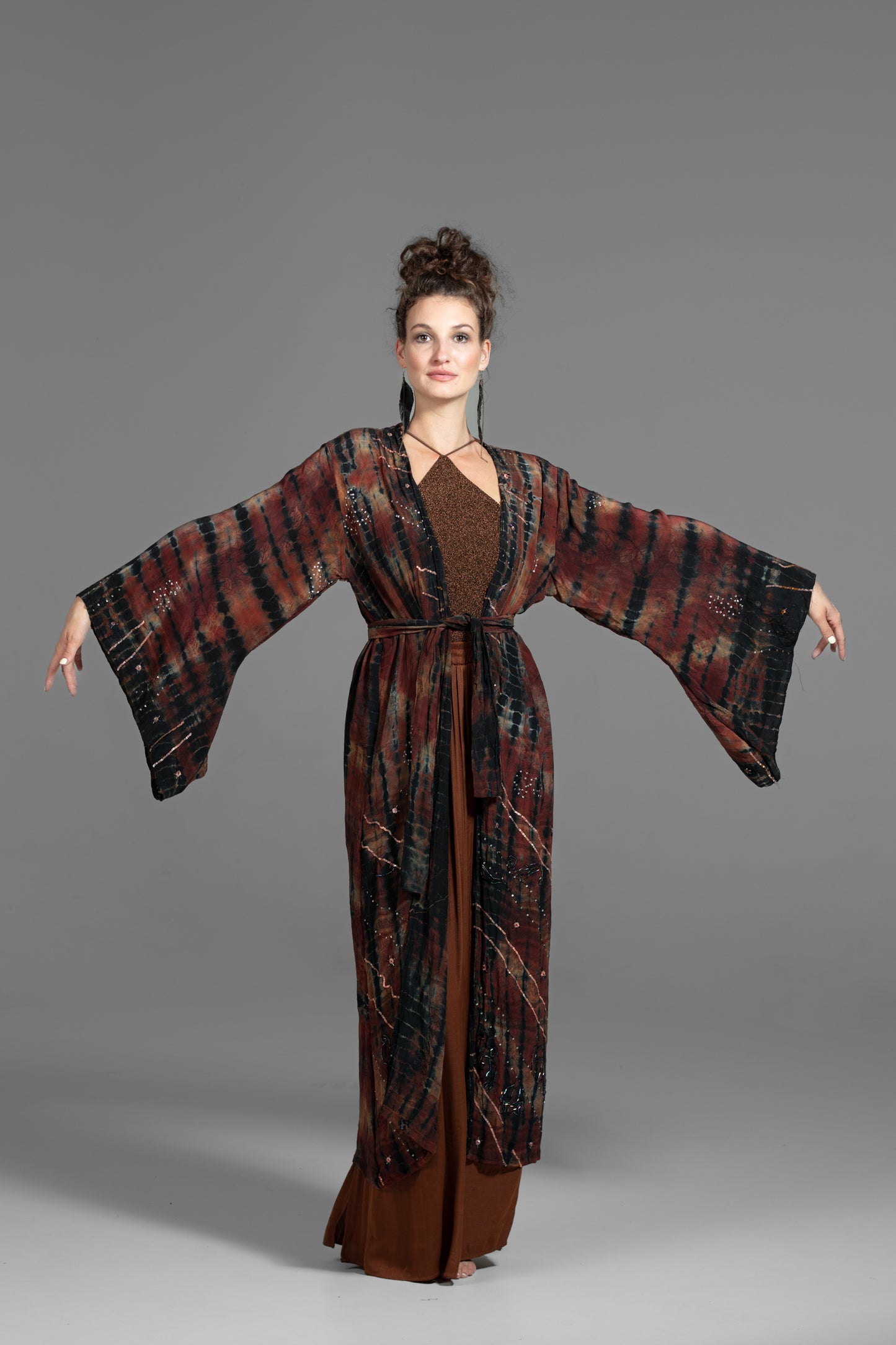 Gaia Kimono braun-rost-schwarz