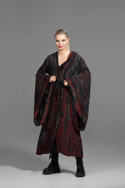 Gaia Kimono dunkelrot-braun-schwarz