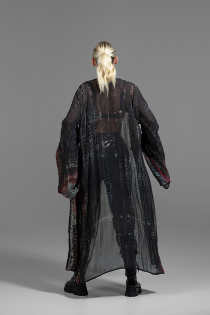 Gaia Kimono dunkelrot-braun-schwarz mit Pailletten