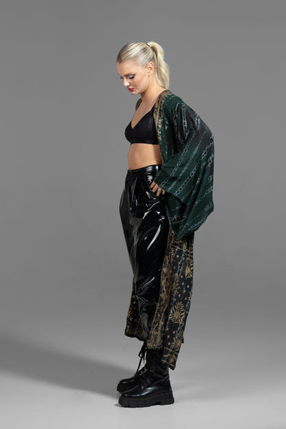 Gaia Kimono dunkelgrün-schwarz