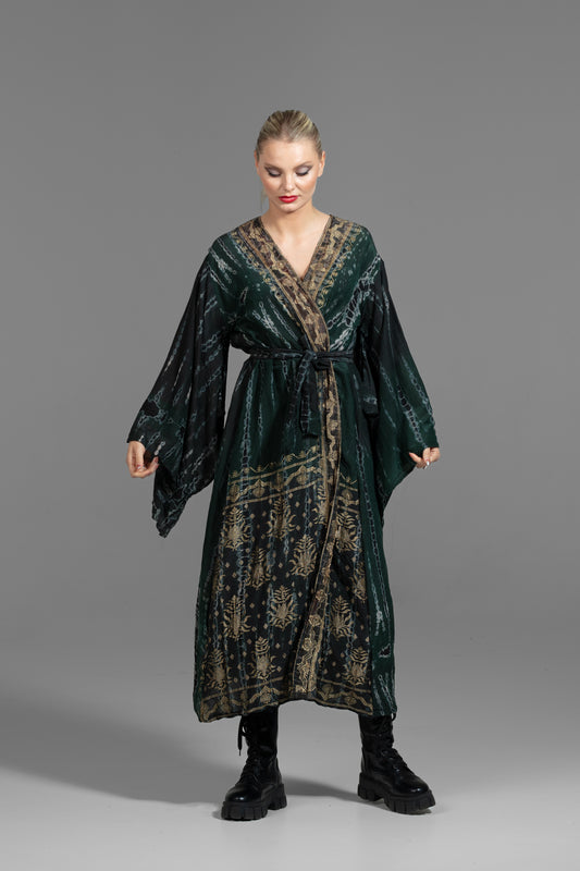 Gaia Kimono dark green-black