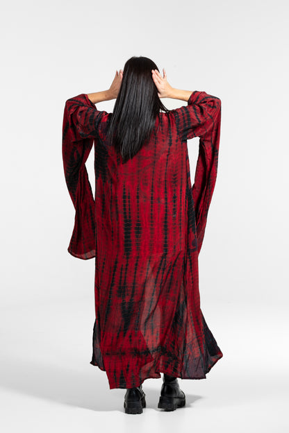 Gaia Kimono long sleeved- blood red-black