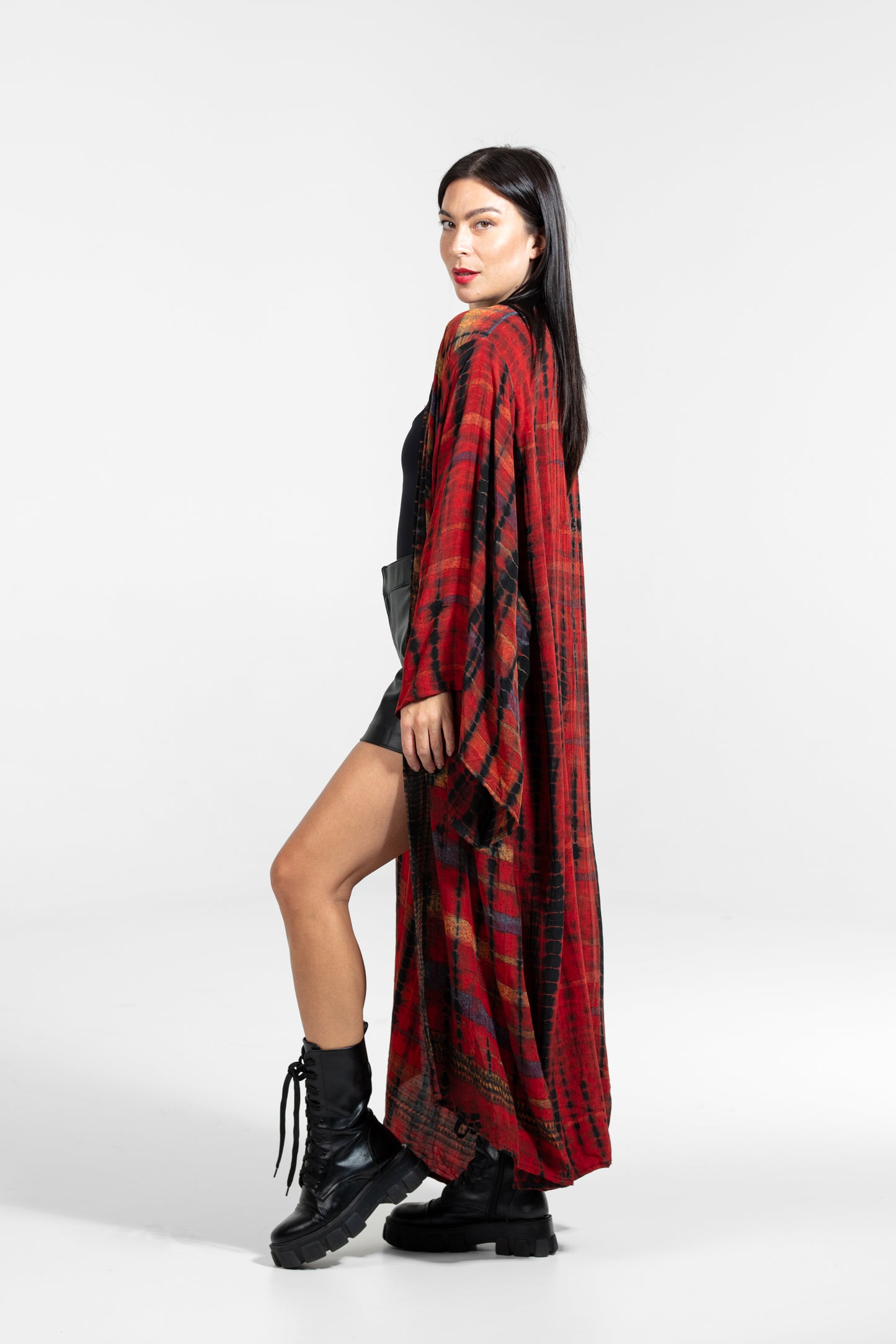 Gaia Kimono rot-orange-schwarz