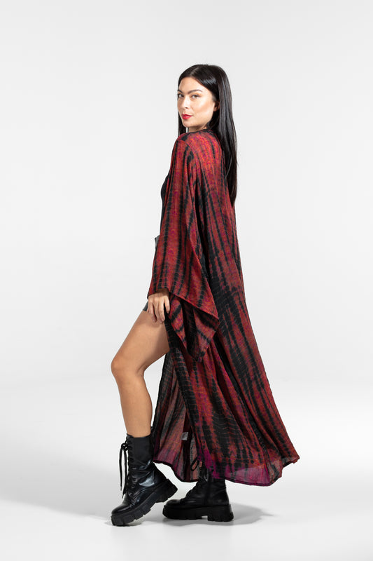 Gaia Kimono patterned red-black