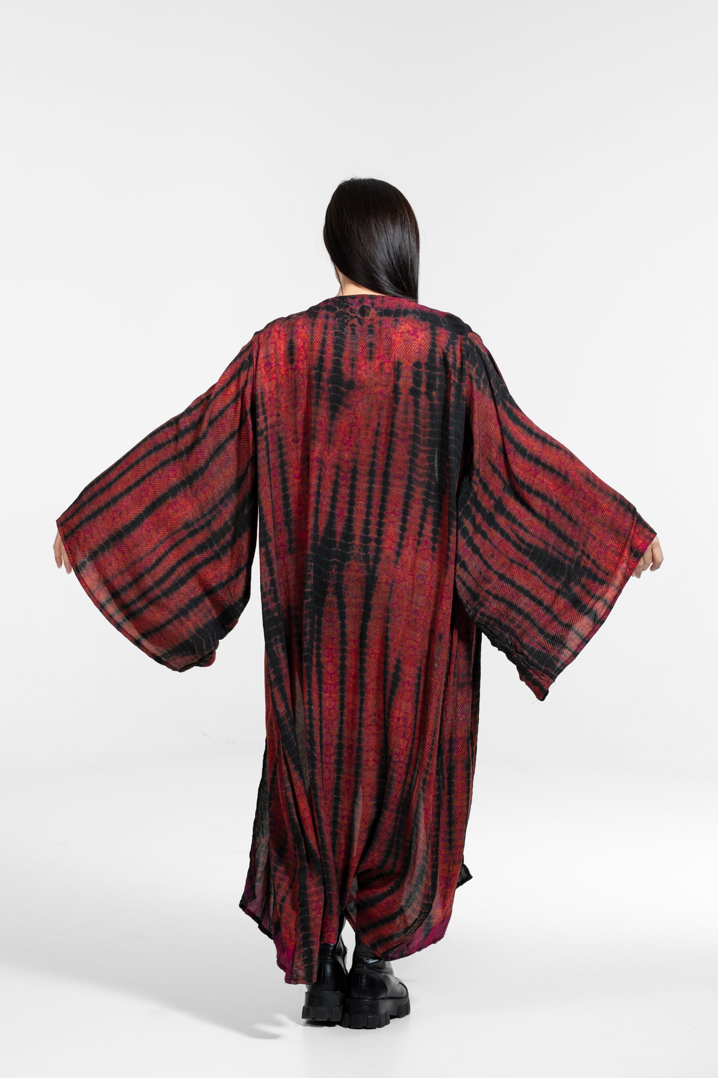 Gaia Kimono rot-schwarz gemustert