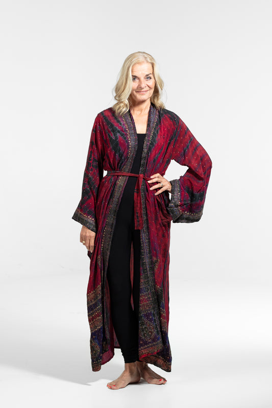 Gaia Kimono embroidered red-black