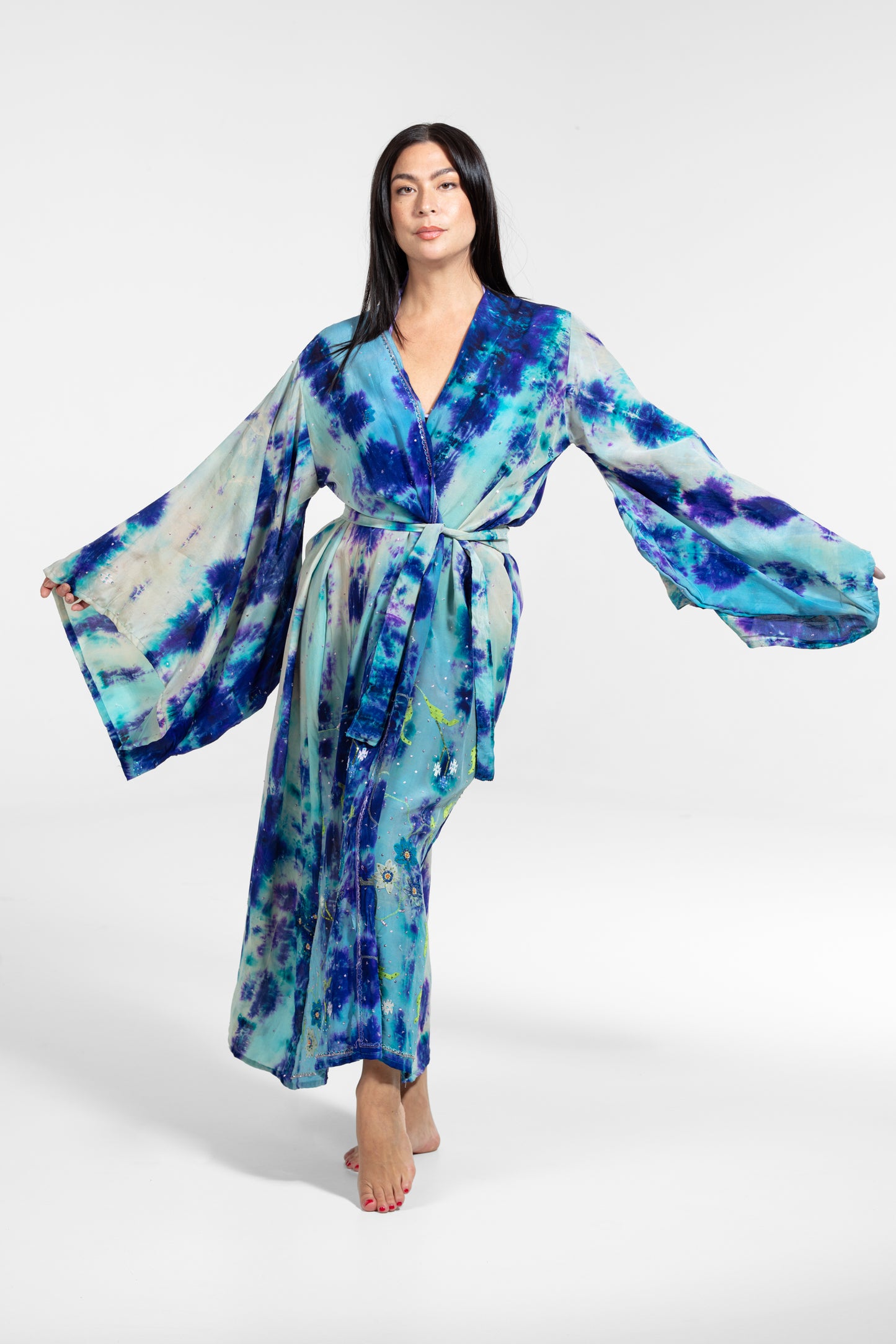 Devi Kimono blau-hellblau-weiß