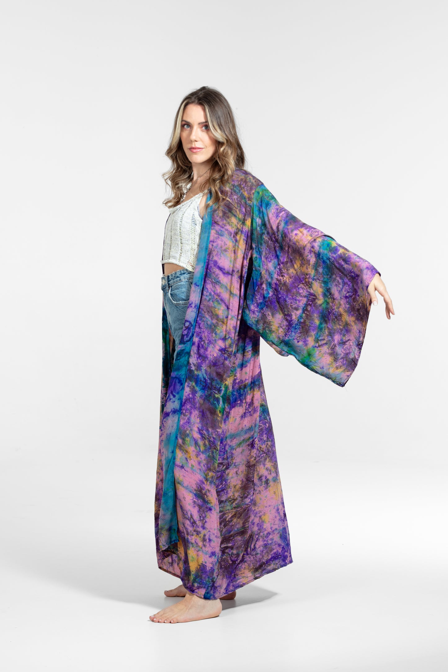 Aura Kimono purple-rose-green-blue