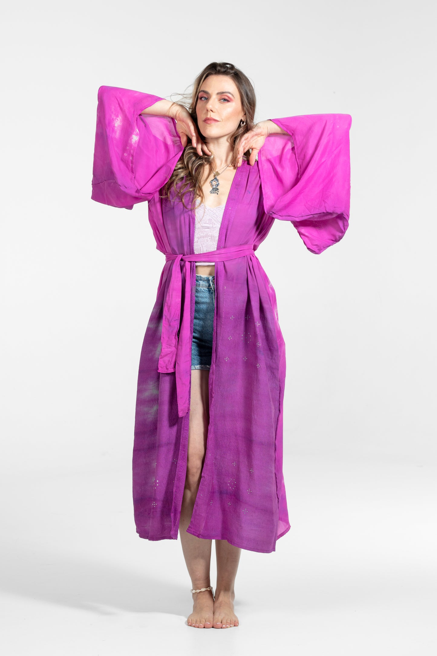 Devi Kimono Strasssteine ​​rosa-weiß