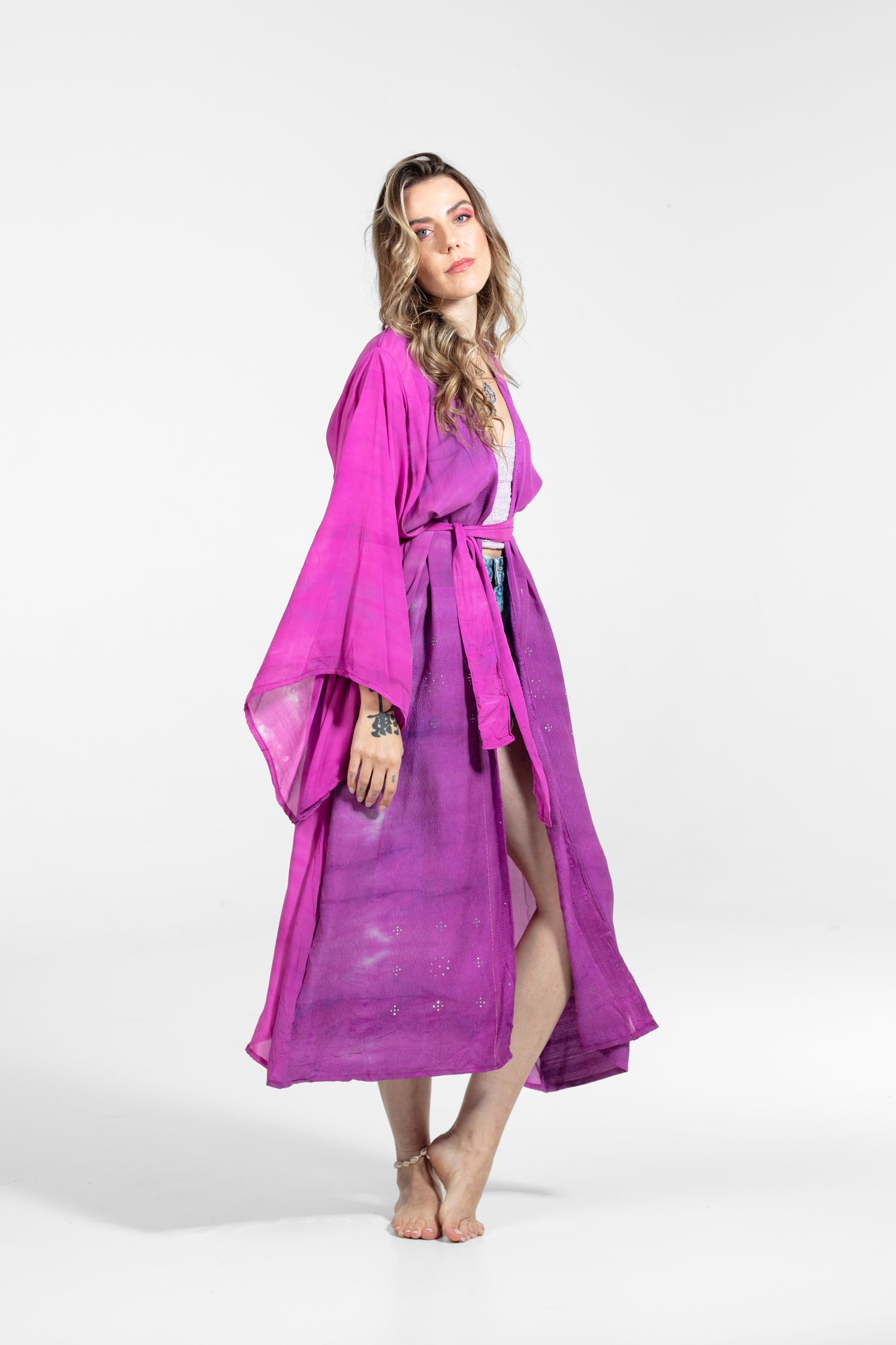 Devi Kimono Strasssteine ​​rosa-weiß