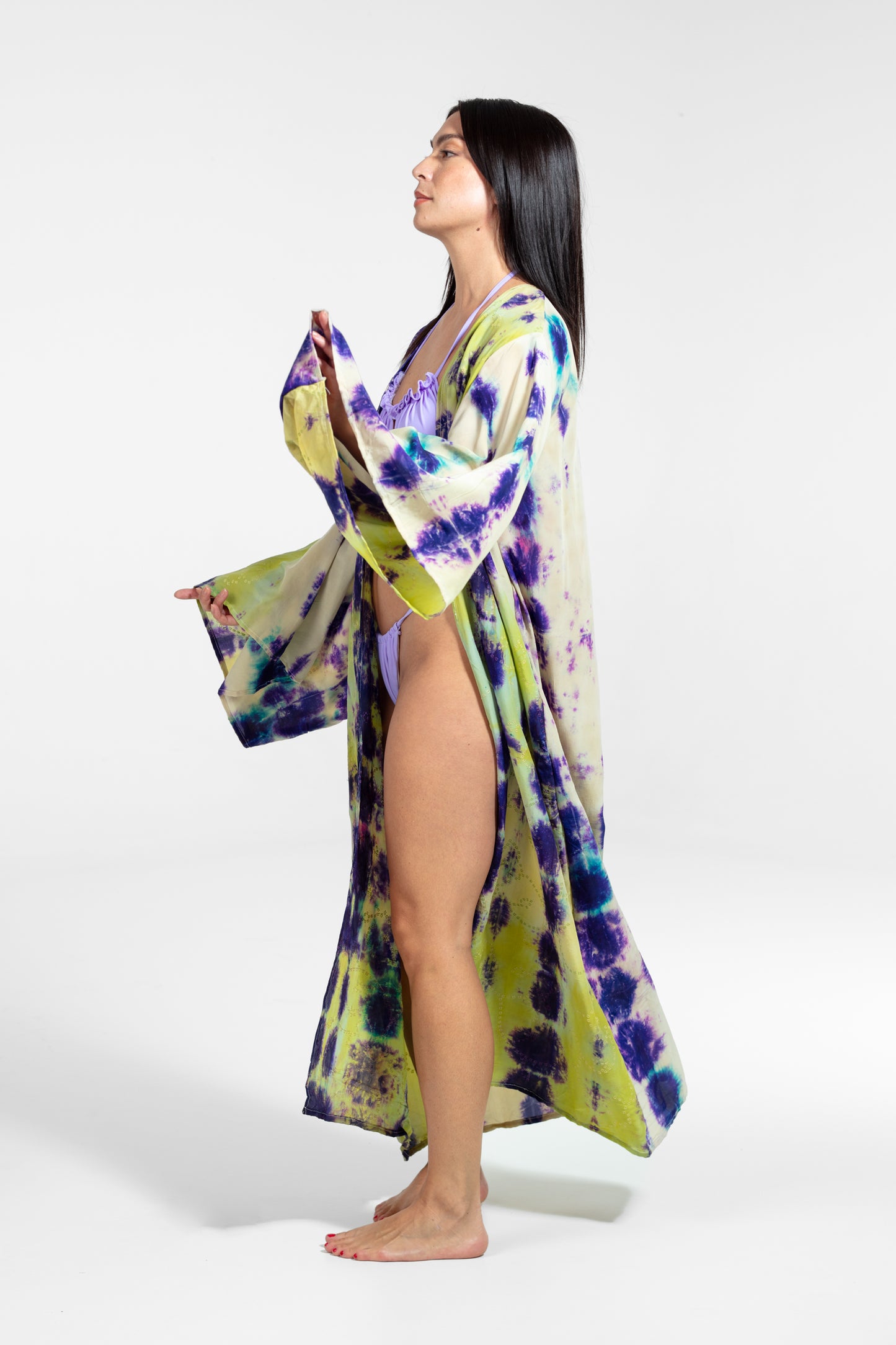 Devi Kimono weiß-hellgrün-lila