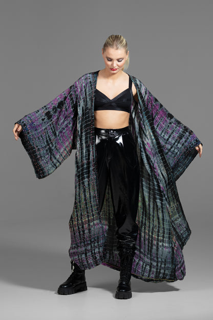 Gaia Kimono Pailletten violett-grau-schwarz
