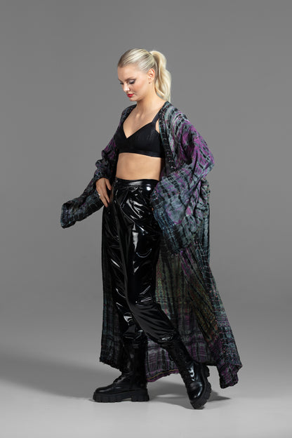 Gaia Kimono Pailletten violett-grau-schwarz