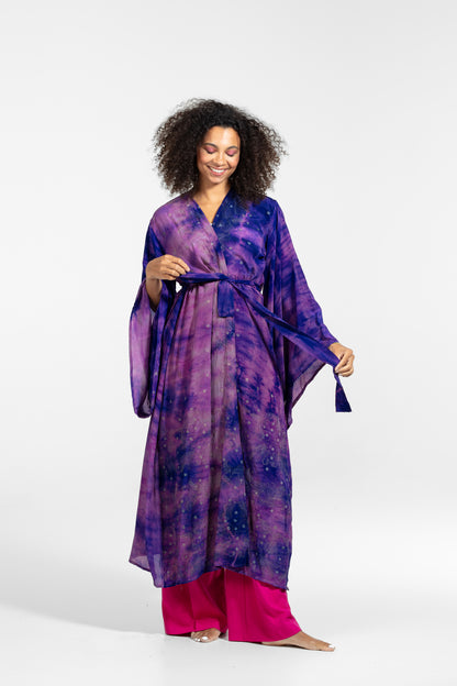 Aura Kimono embroidered pink-purple