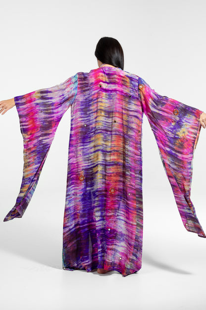 Aura Kimono mit langen Ärmeln, rosa-lila Farbmischung
