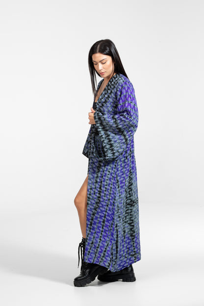 Devi Kimono gemustert lila-grau-schwarz