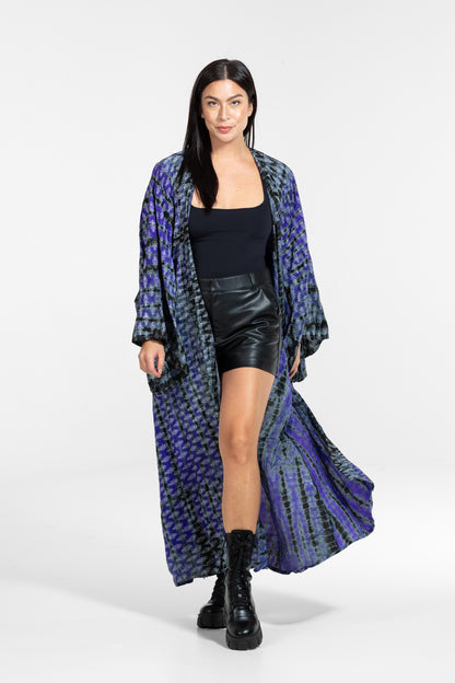 Devi Kimono gemustert lila-grau-schwarz
