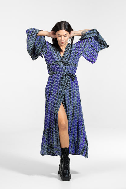 Devi Kimono gemustert lila-grau-schwarz
