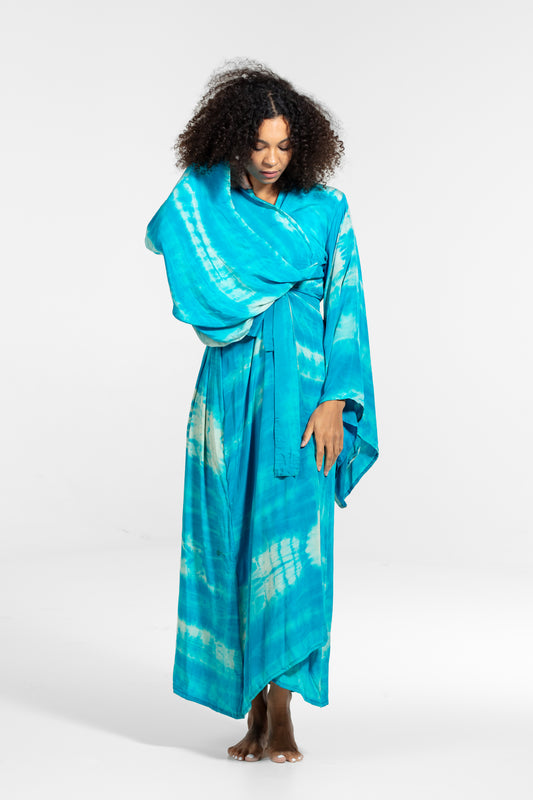 Freya Kimono white-bright blue