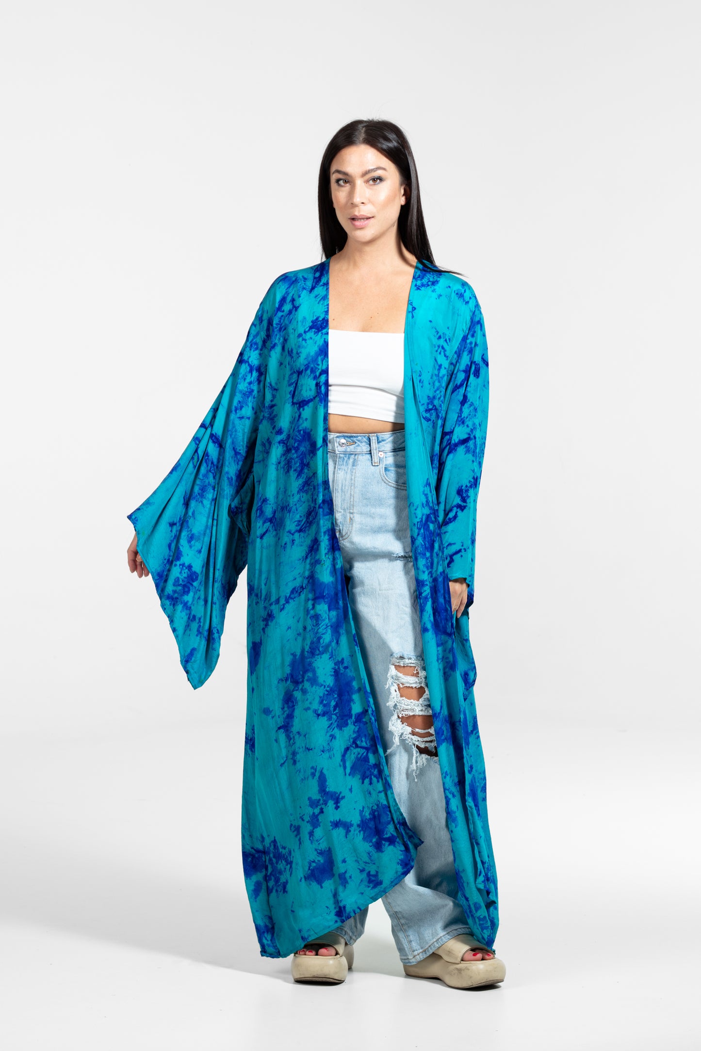 Aura Kimono blau-dunkelblau längere Passform