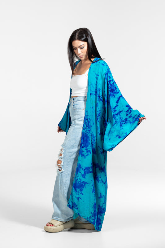 Aura Kimono blue-dark blue longer fit