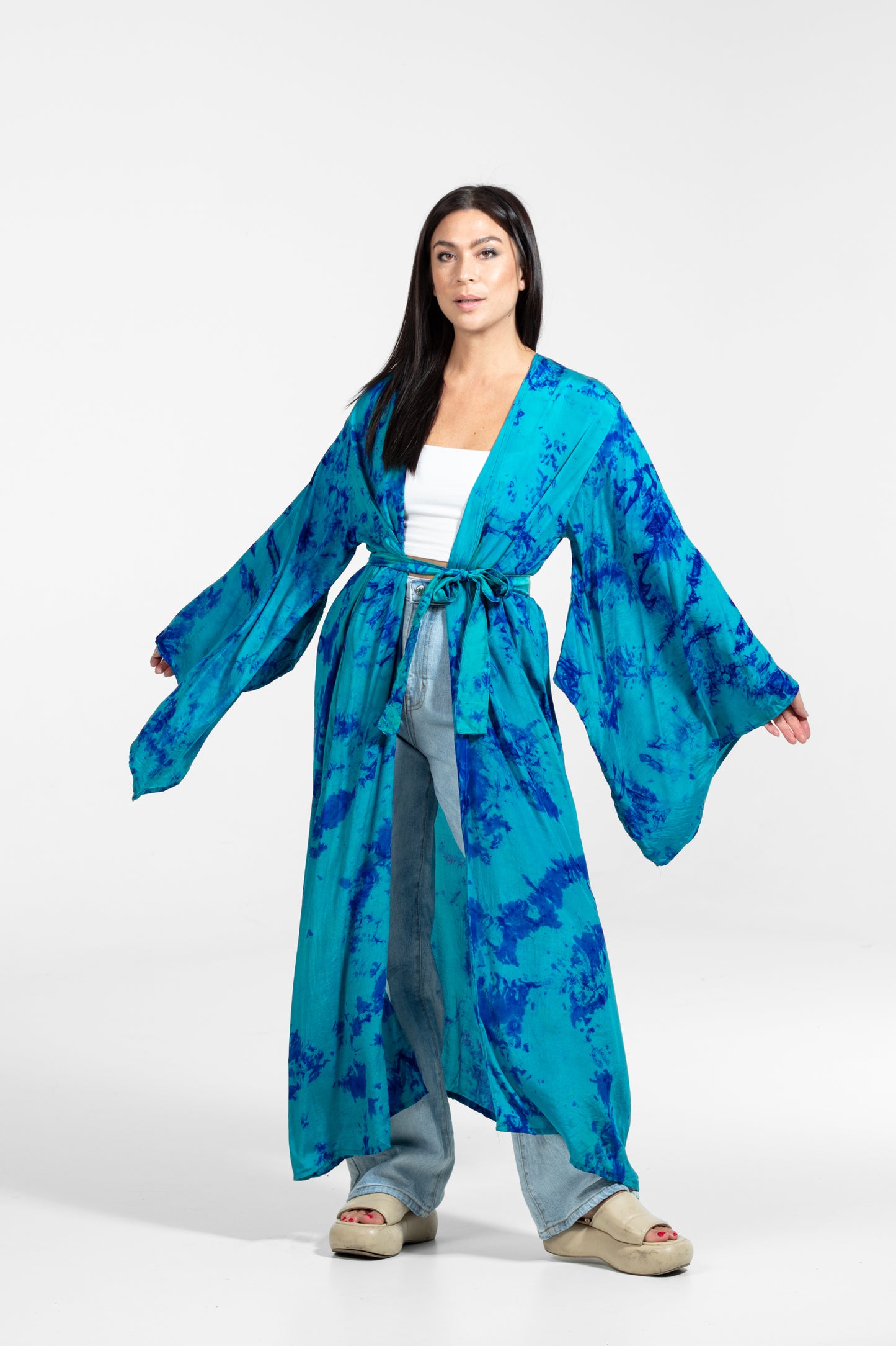 Aura Kimono blau-dunkelblau längere Passform
