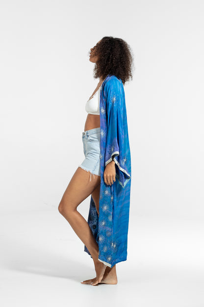 Devi Kimono blau bestickt