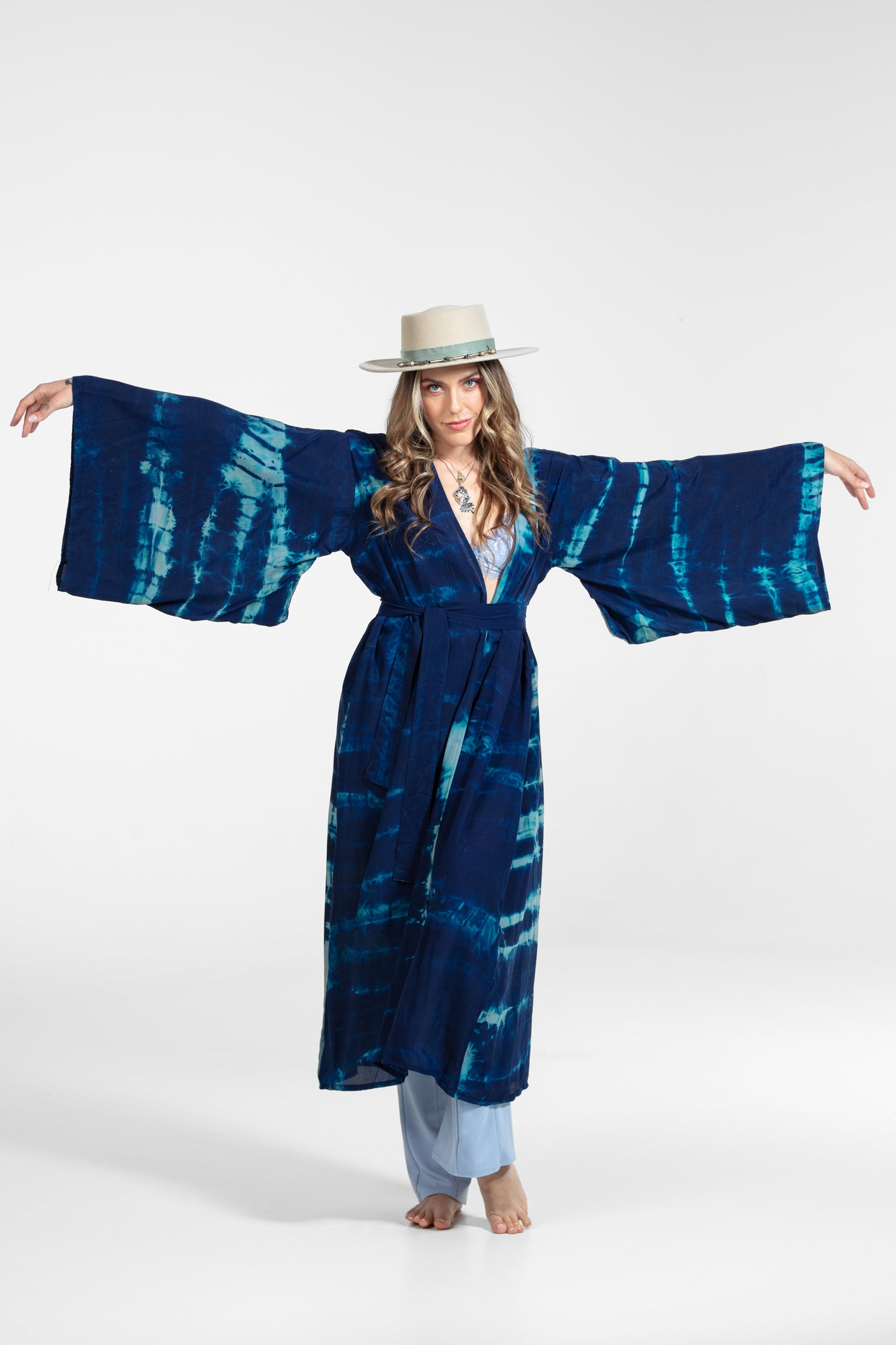 Freya Kimono light blue- dark blue