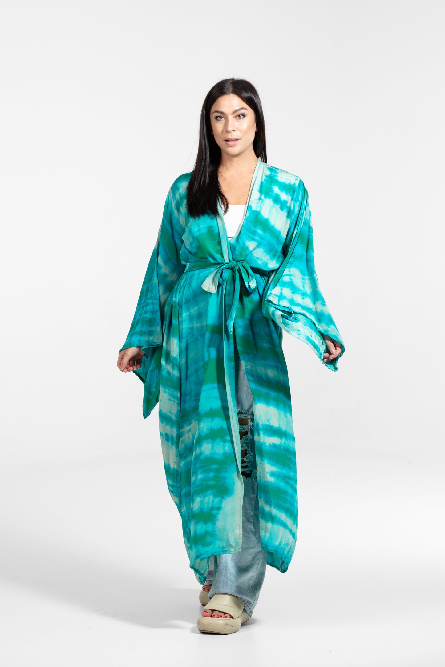 Freya Kimono grün-türkis-weiß