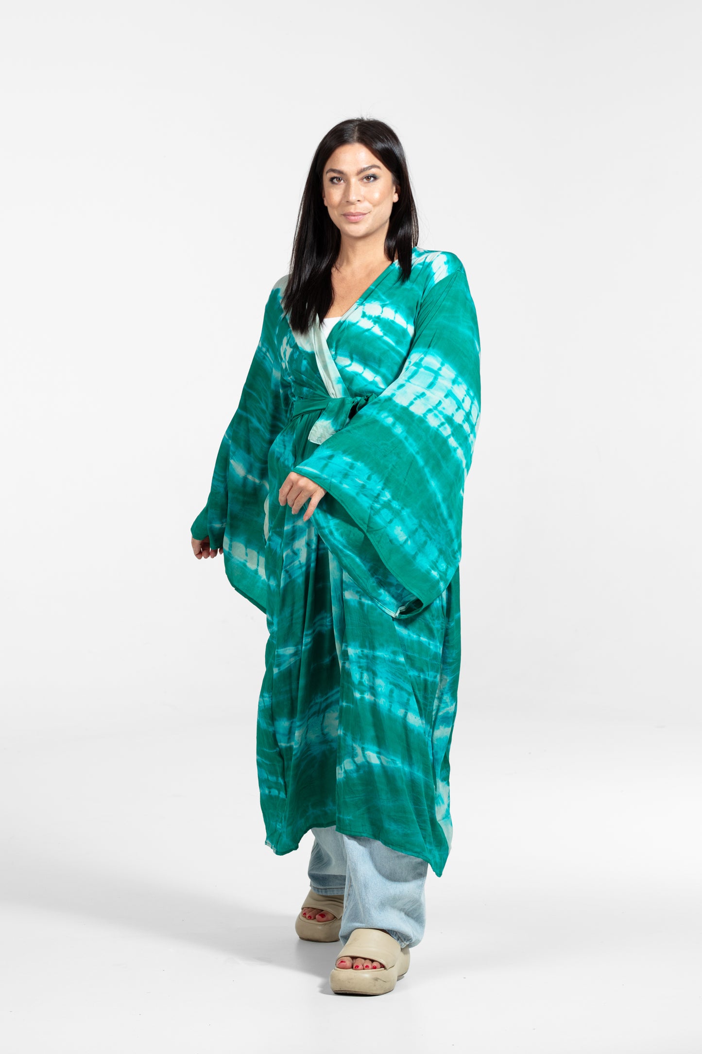 Freya Kimono grün-weiß