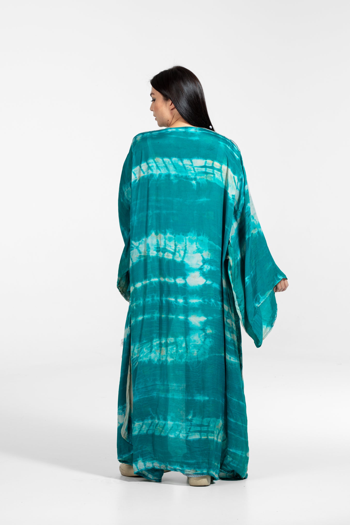Freya Kimono Smaragdgrün-Weiß