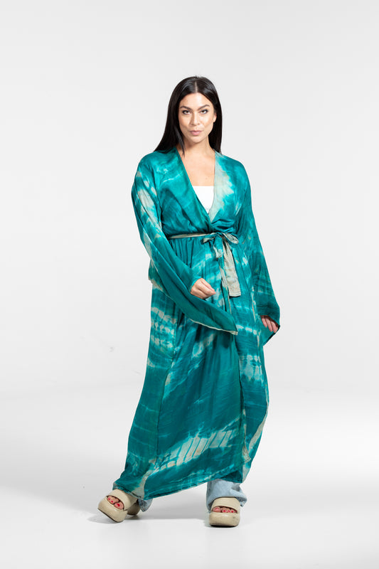 Freya Kimono emerald green-white