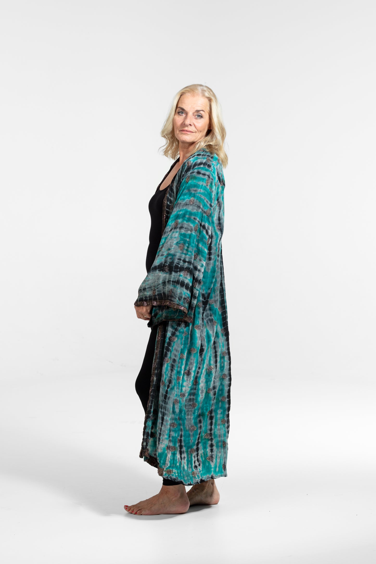 Gaia Kimono türkis-schwarz