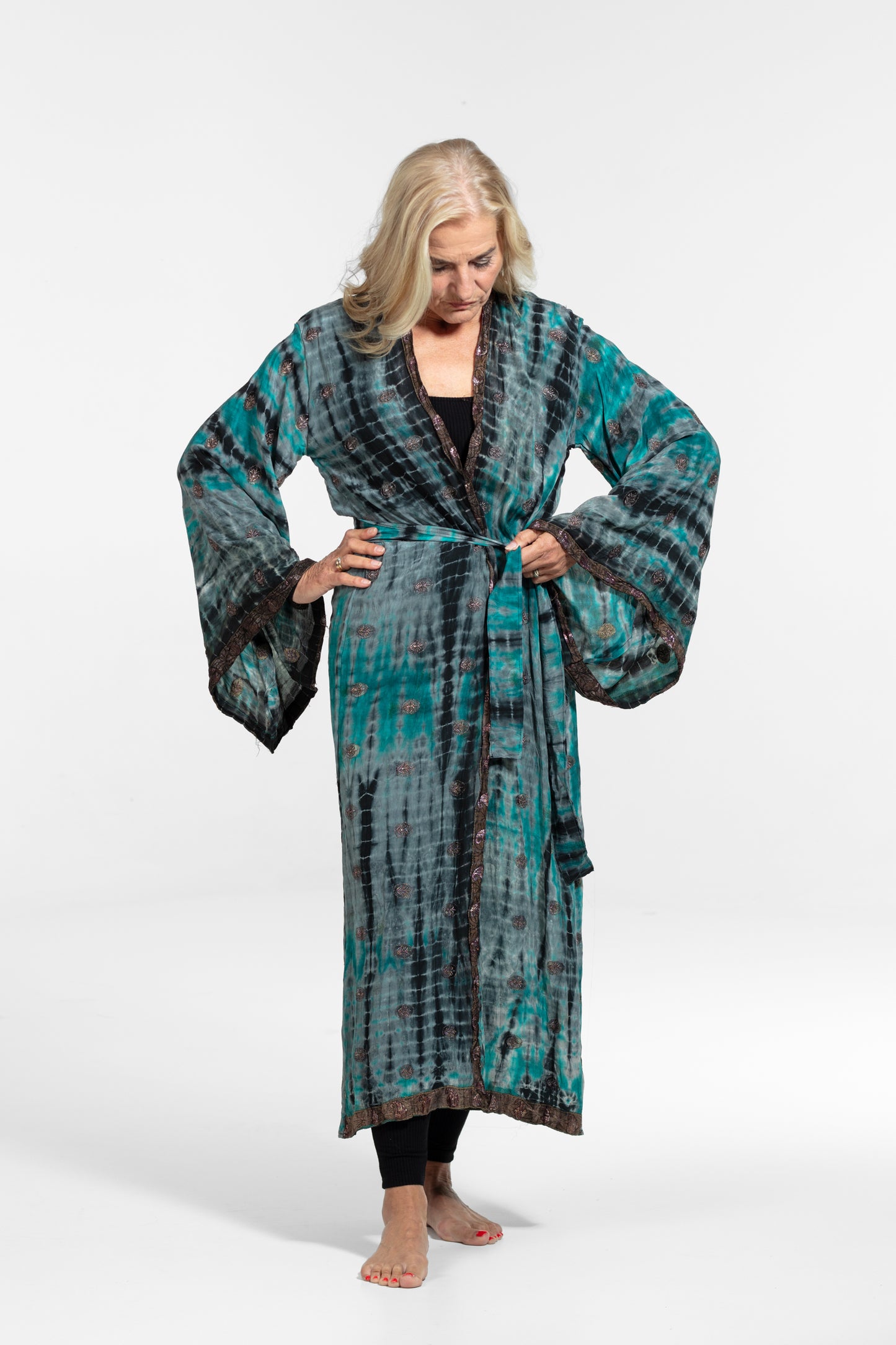 Gaia Kimono türkis-schwarz