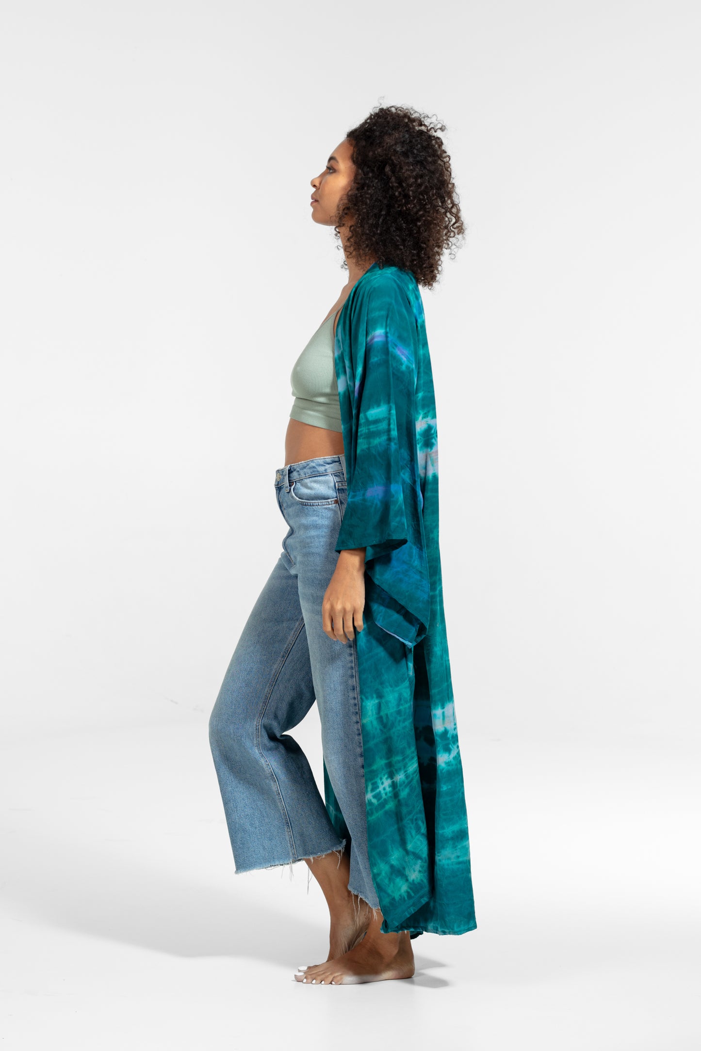 Freya Kimono emerald green-light blue