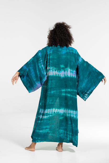 Freya Kimono emerald green-light blue