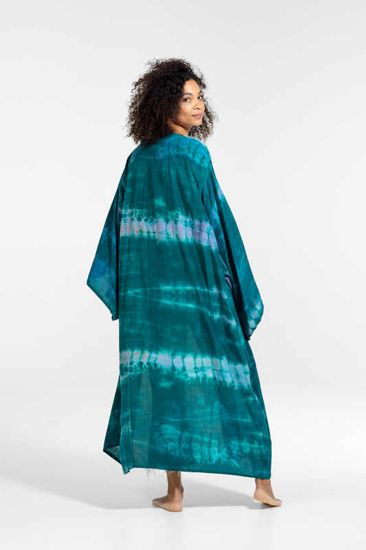 Freya Kimono emerald green-light blue