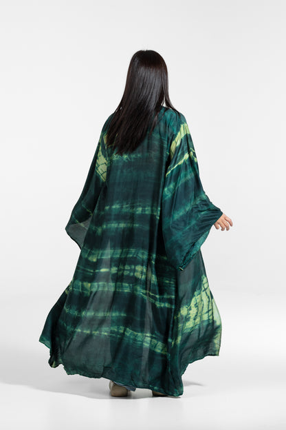 Freya Kimono dunkelgrün-hellgrün-weiß