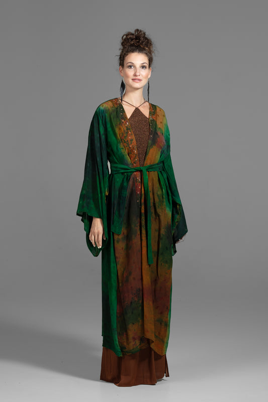 Aura Kimono dark green-brown