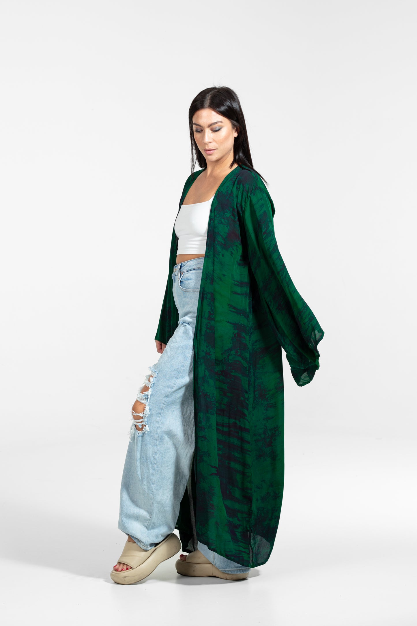 Aura Kimono dunkelgrün-marineblau
