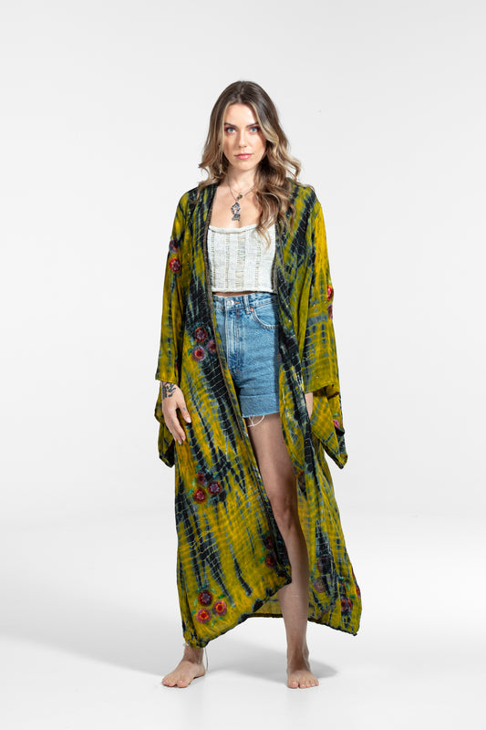 Gaia Kimono gelb-grün-schwarz